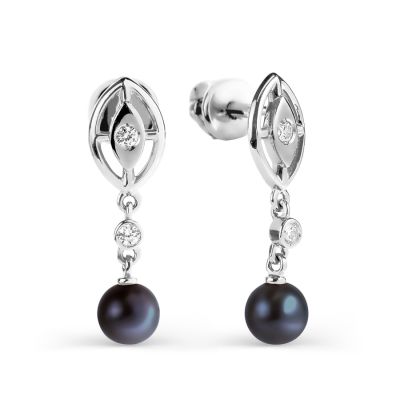 

Серьги с жемчугом и фианитами Линии Любви, Серьги Т308026319-01