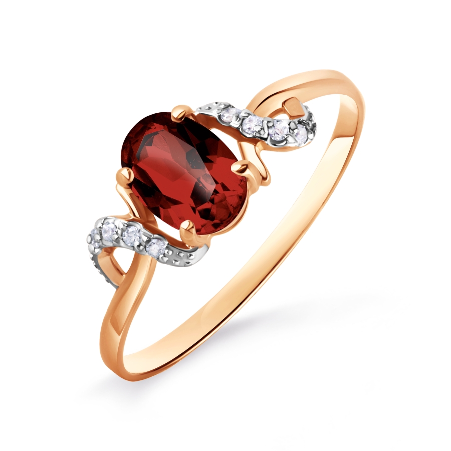 

Кольцо с гранатом и Swarovski Zirconia Линии Любви, Кольцо Т143015718