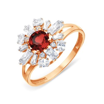 

Кольцо с гранатом и Swarovski Zirconia Линии Любви, Кольцо Т143018768