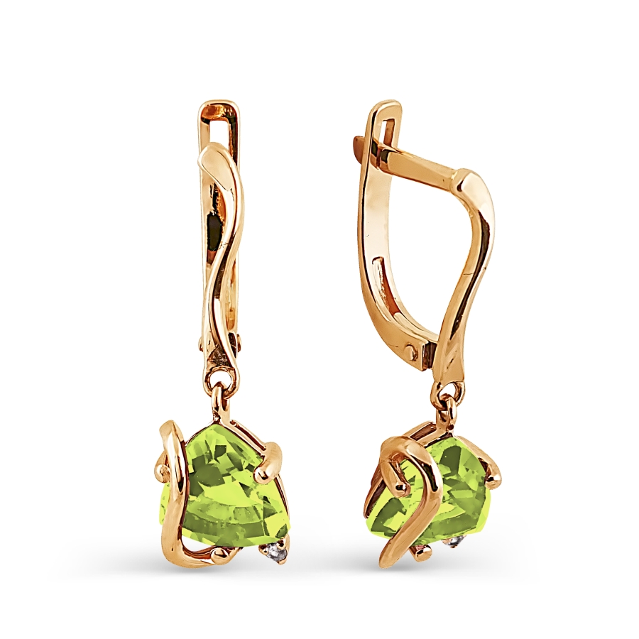 

Серьги с хризолитами и фианитами Линии Любви, Серьги Т103024832