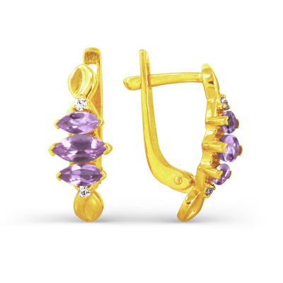 

Серьги с аметистами и фианитами Линии Любви, Серьги Т903023630