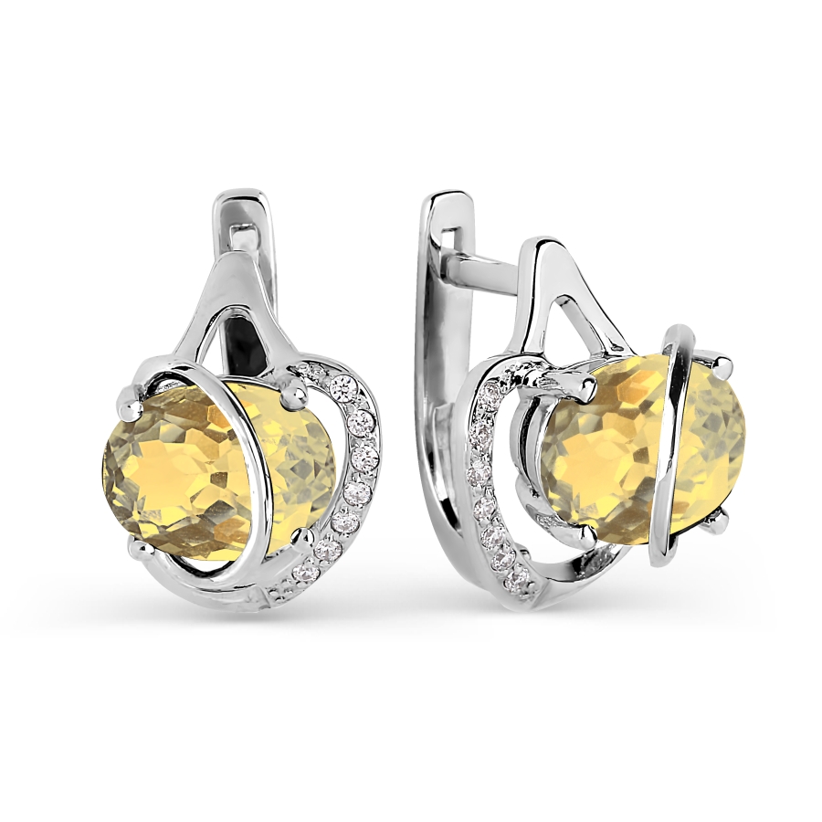 

Серьги с цитринами и фианитами Линии Любви