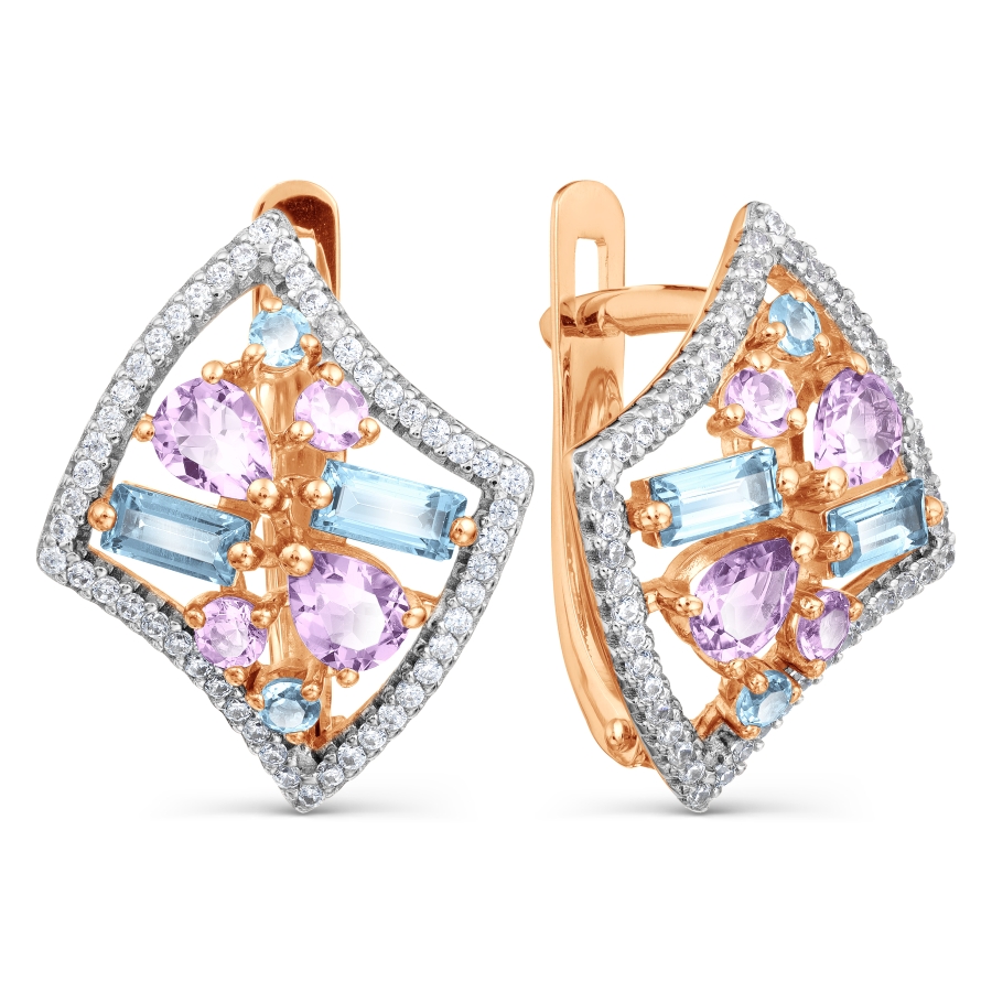 

Серьги с аметистами, топазами и фианитами Линии Любви, Серьги Т147029049-01