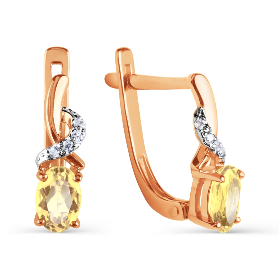 

Серьги с цитринами и Swarovski Zirconia Линии Любви, Серьги Т143025953