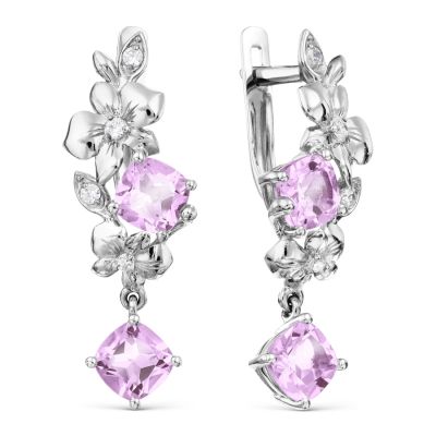 

Серьги с аметистами и фианитами Линии Любви, Серьги Т30302Б252