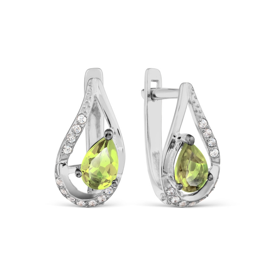 

Серьги с хризолитами и Swarovski Zirconia Линии Любви, Серьги Т303025955