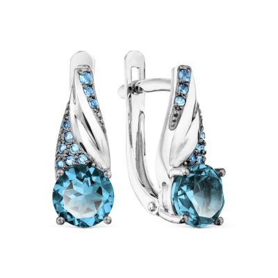 

Серьги с топазами и фианитами Линии Любви, Серьги Т30302Б272-04