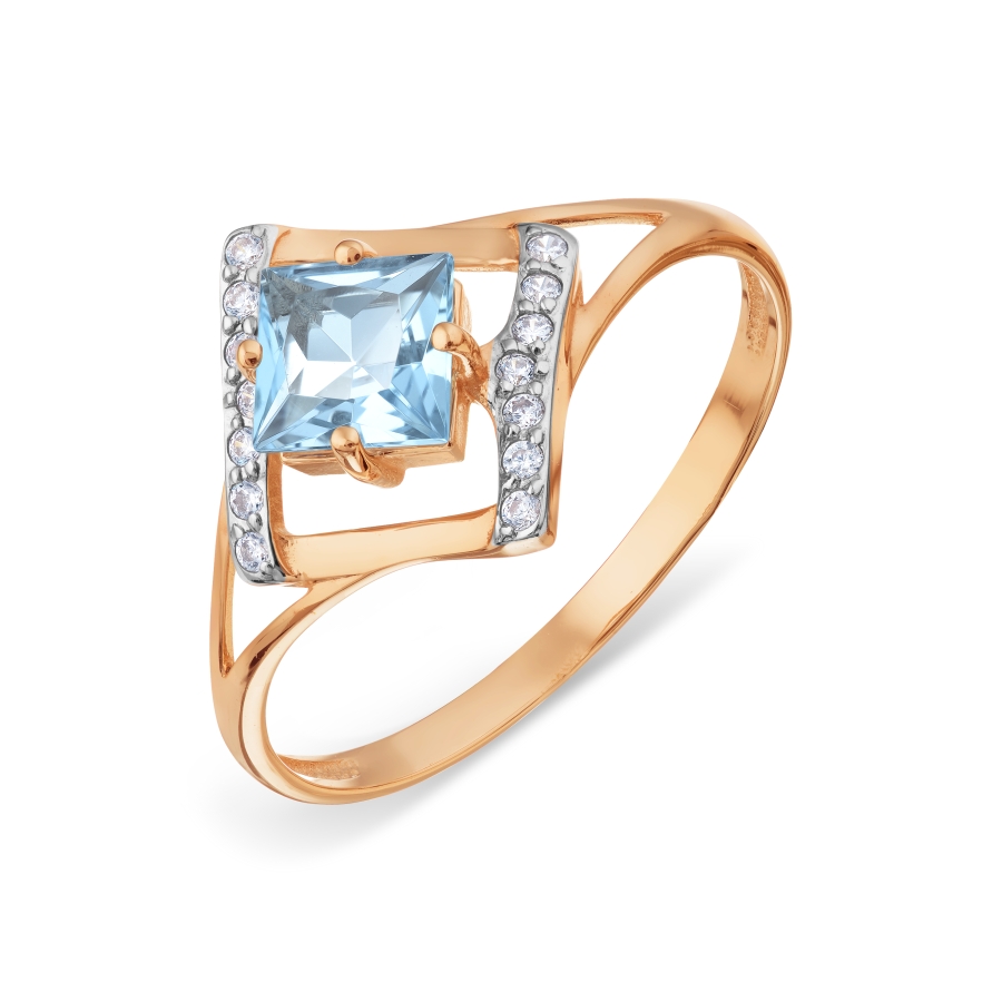 

Кольцо с топазом и фианитами Линии Любви