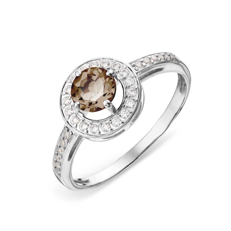 

Кольцо с раухтопазом и фианитами Линии Любви, Кольцо Т307017679