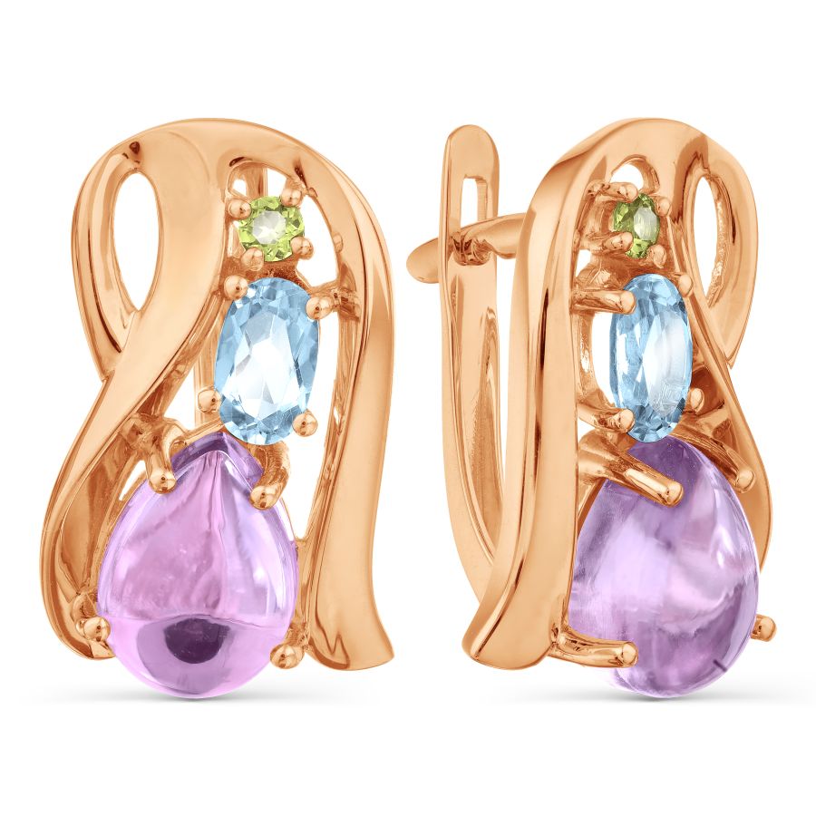 

Серьги с аметистами, топазами и хризолитами Линии Любви