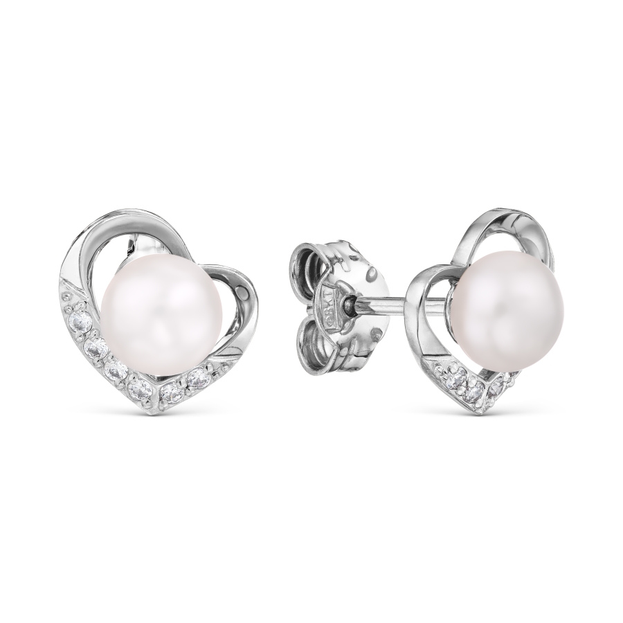 

Серьги с жемчугом и фианитами Линии Любви, Серьги Т30802Б020