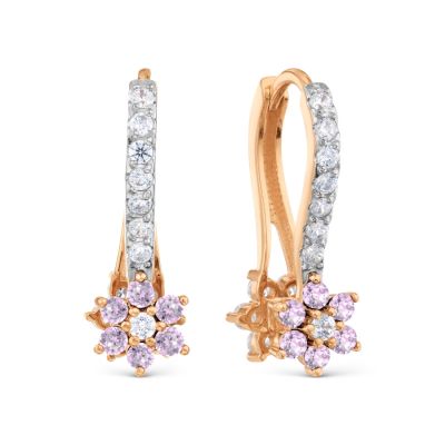 

Серьги с аметистами и фианитами Линии Любви, Серьги Т143029991-01