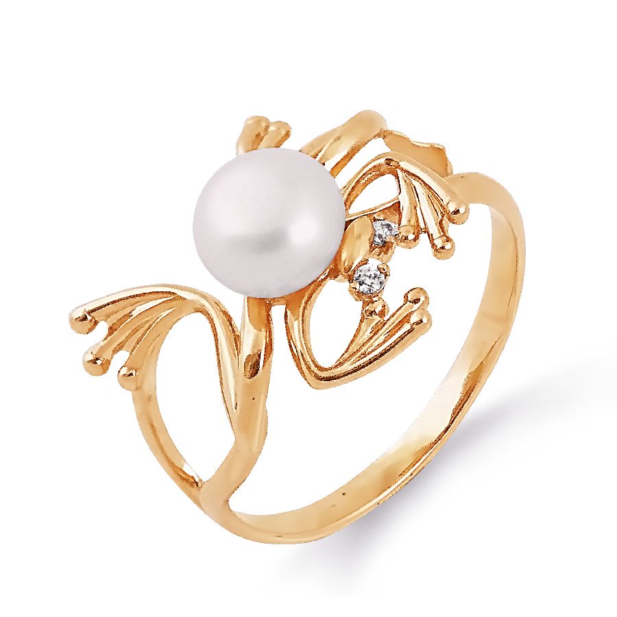 

Кольцо с жемчугом и фианитами Линии Любви, Кольцо Т108013634