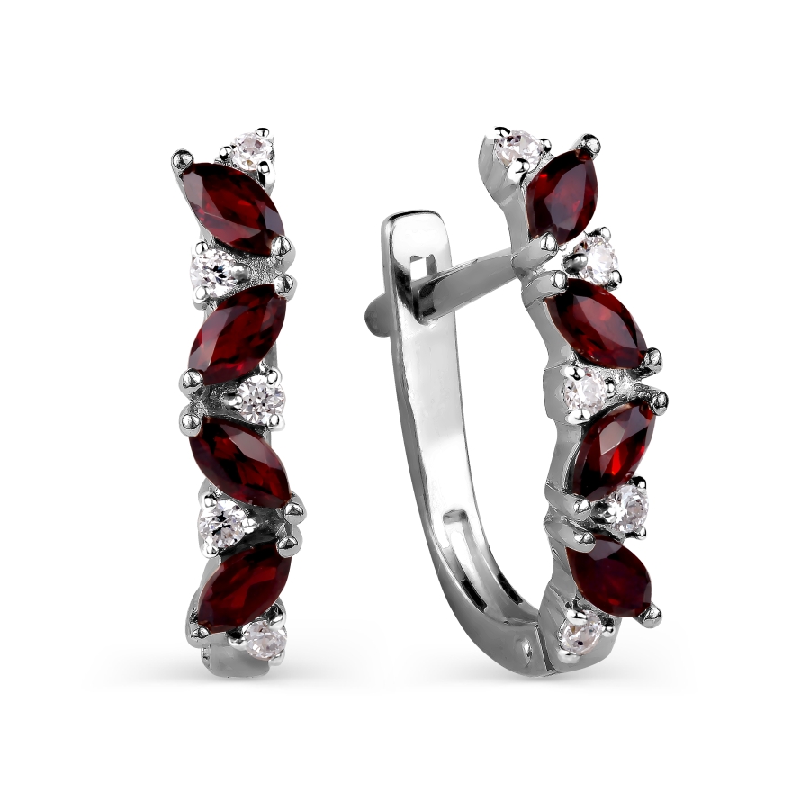 

Серьги с гранатами и фианитами Линии Любви