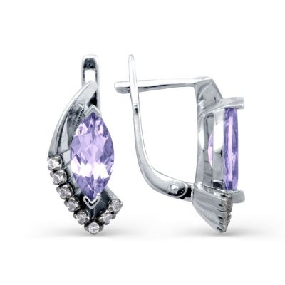 

Серьги с аметистами и фианитами Линии Любви, Серьги Т333022087