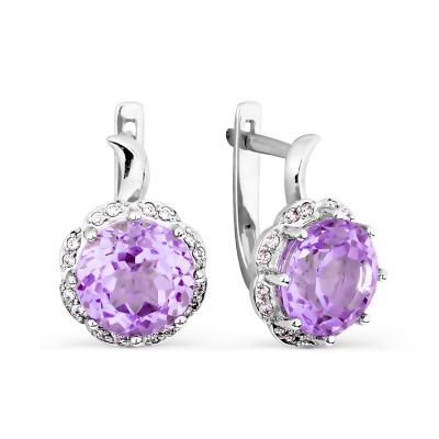 

Серьги с аметистами и фианитами Линии Любви, Серьги Т303026622-01