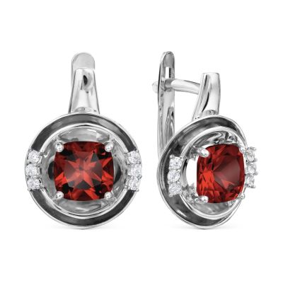 

Серьги с гранатами и фианитами Линии Любви, Серьги Т30302Б241