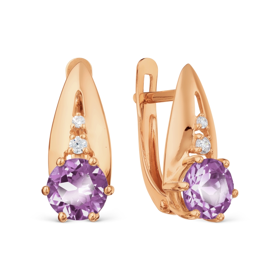 

Серьги с аметистами и фианитами Линии Любви