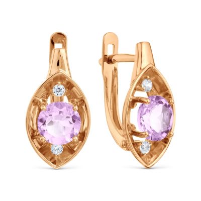 

Серьги с аметистами и фианитами Линии Любви, Серьги Т10302Б404