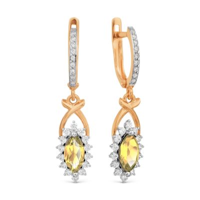 

Серьги с цитринами и Swarovski Zirconia Линии Любви, Серьги Т147029299