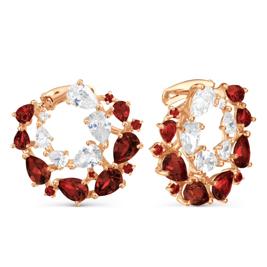 

Серьги с гранатами и фианитами Линии Любви, Серьги Т103028164