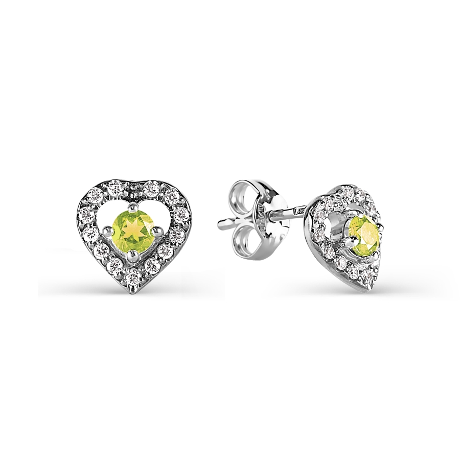 

Серьги с хризолитами и фианитами Линии Любви