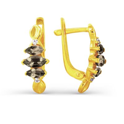 

Серьги с раухтопазами и фианитами Линии Любви, Серьги Т903023630
