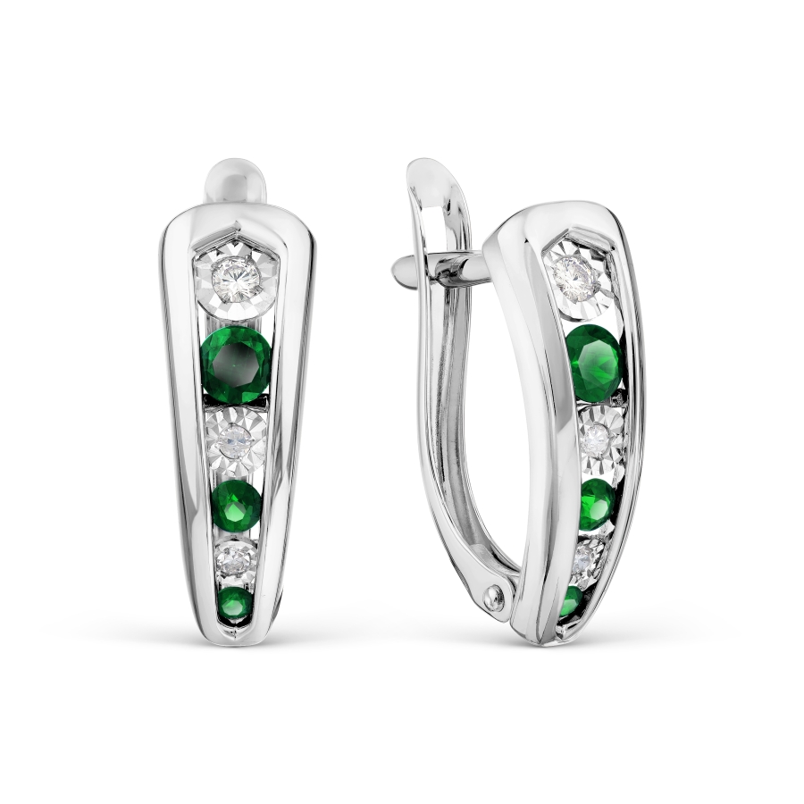 

Серьги с изумрудами и бриллиантами Линии Любви, Серьги Т305629897