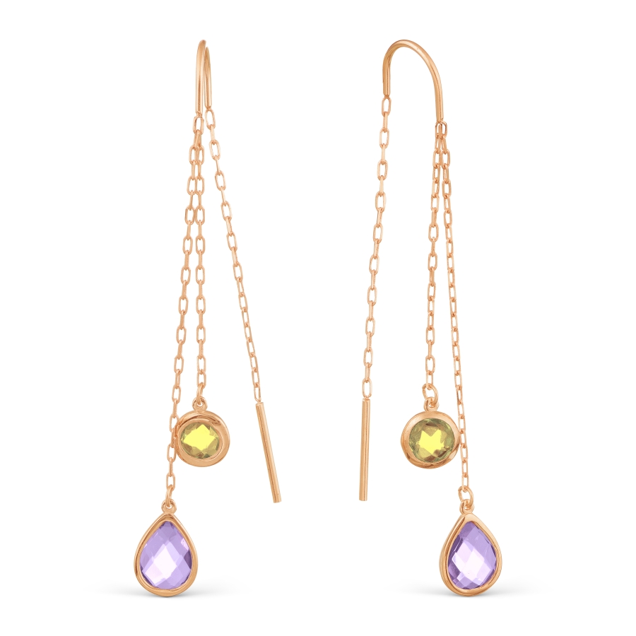 

Серьги с аметистами и цитринами Линии Любви, Серьги Т101028850