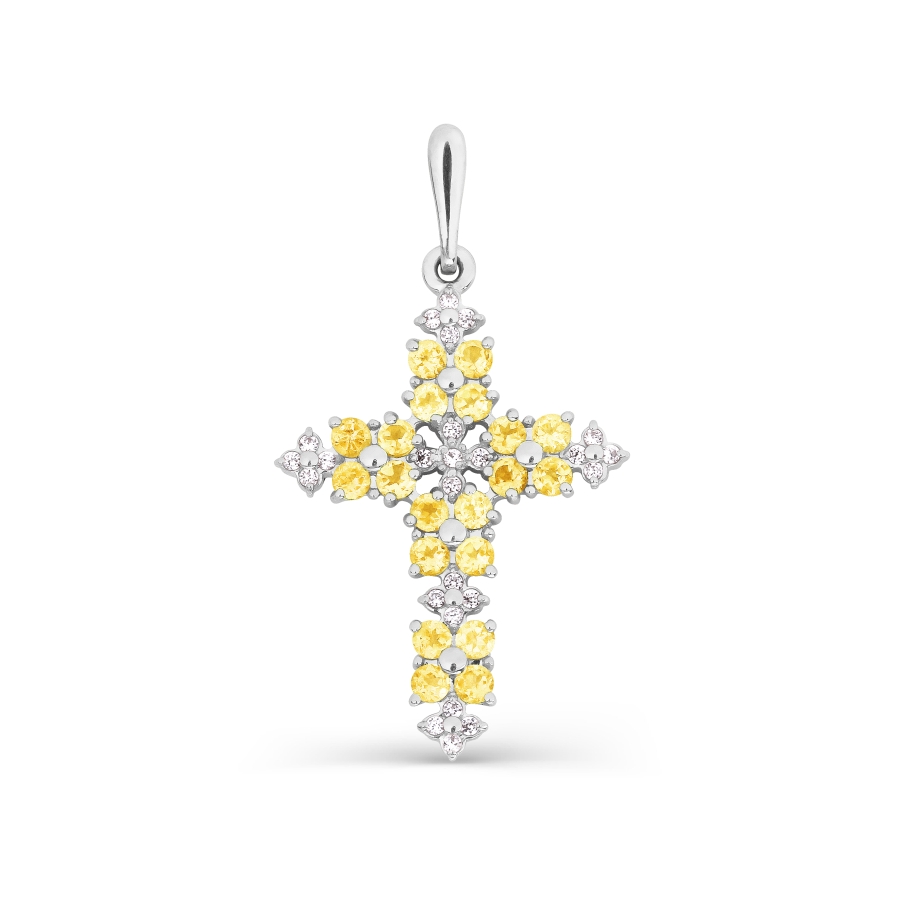 

Крестик с цитринами и фианитами Линии Любви, Крестики Т30306597