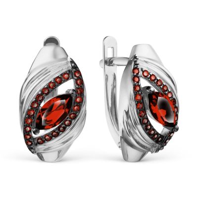 

Серьги с гранатами и фианитами Линии Любви, Серьги Т307028794-02