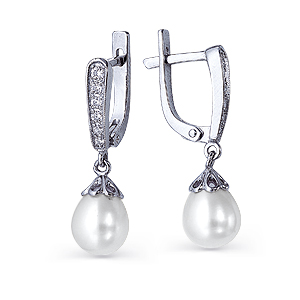 

Серьги с жемчугом и фианитами Линии Любви, Серьги Т308021909