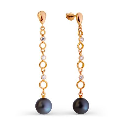 

Серьги с жемчугом и фианитами Линии Любви, Серьги Т108026321-01