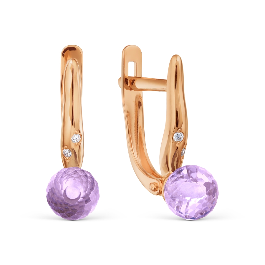 

Серьги с аметистами и фианитами Линии Любви