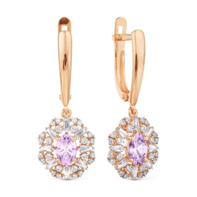 

Серьги с аметистами и Swarovski Zirconia Линии Любви, Серьги Т143028896