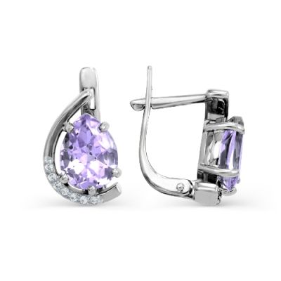 

Серьги с аметистами и фианитами Линии Любви, Серьги Т303022088