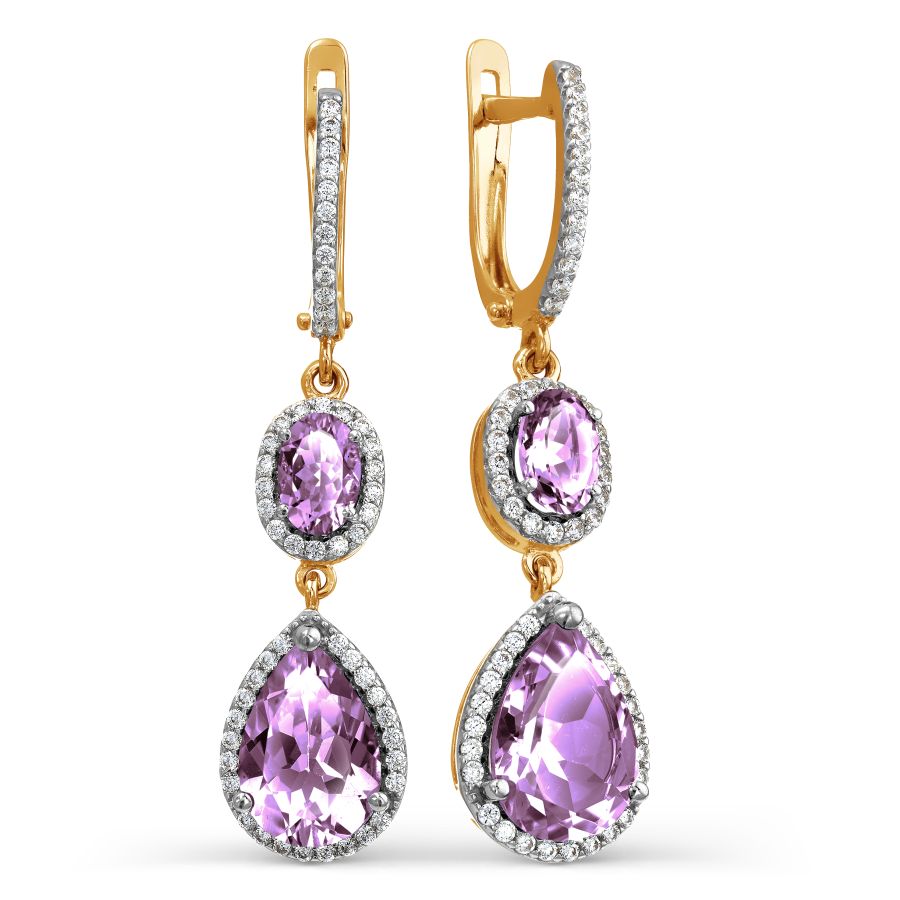 

Серьги с аметистами и фианитами Линии Любви, Серьги Т147027706