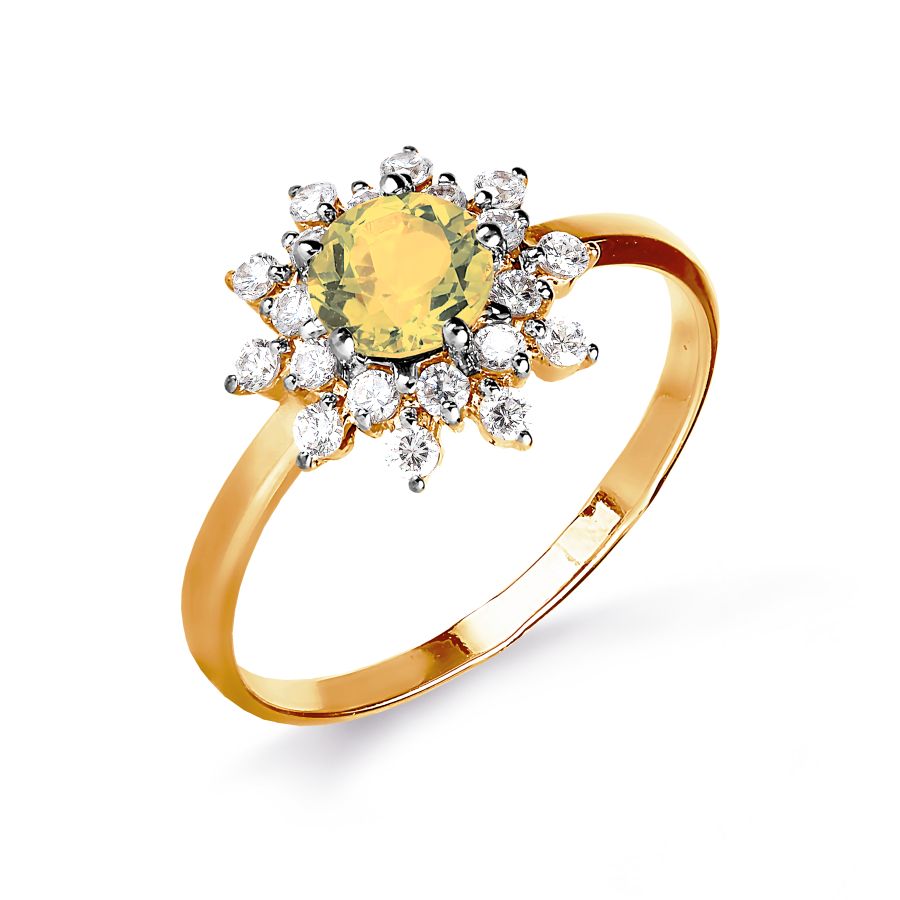 

Кольцо с цитрином и фианитами Линии Любви