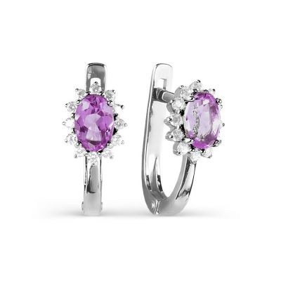

Серьги с аметистами и фианитами Линии Любви, Серьги Т303026164