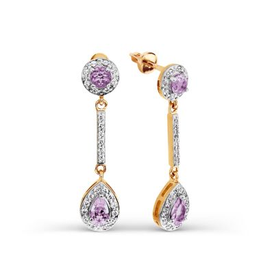 

Серьги с аметистами и фианитами Линии Любви, Серьги Т143026717-03
