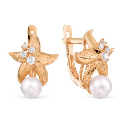 

Серьги с жемчугом и фианитами Линии Любви, Серьги Т10802Б625