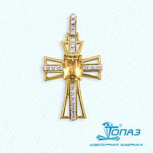 

Крестик с цитрином и фианитами Линии Любви, Крестики Т94306270