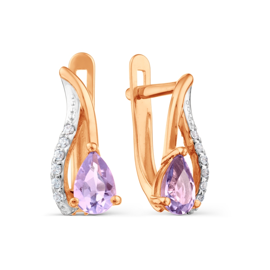 

Серьги с аметистами и Swarovski Zirconia Линии Любви