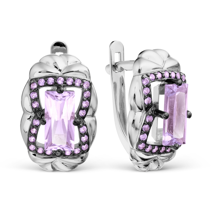 

Серьги с аметистами и фианитами Линии Любви, Серьги Т307028799-01