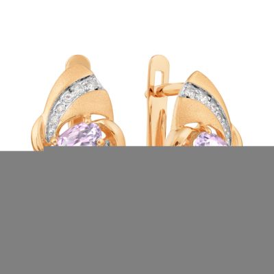 

Серьги с аметистами и фианитами Линии Любви, Серьги Т143529230