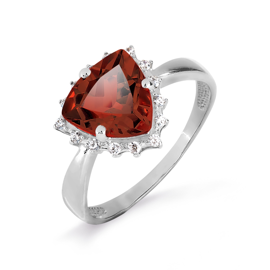 

Кольцо с гранатом и фианитами Линии Любви, Кольцо Т307017086-01