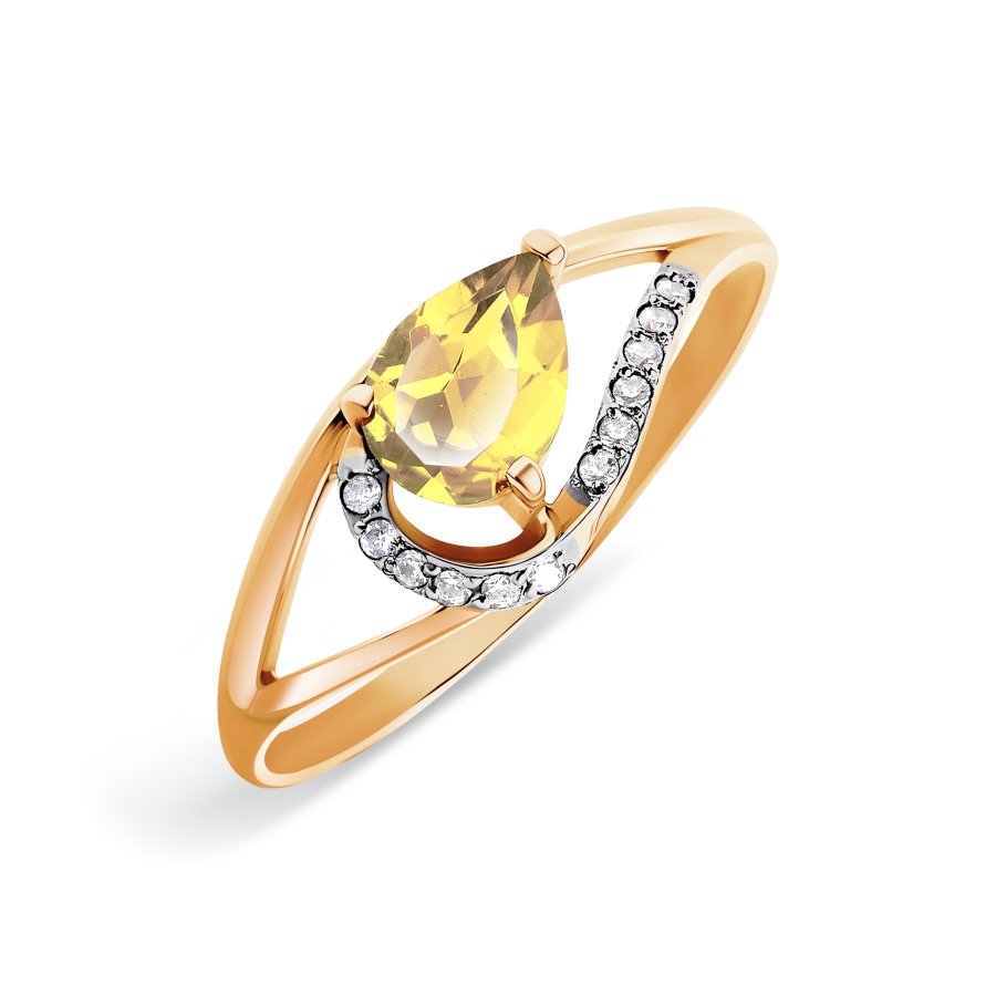 

Кольцо с цитрином и Swarovski Zirconia Линии Любви, Кольцо Т143015720