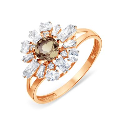 

Кольцо с раухтопазом и Swarovski Zirconia Линии Любви, Кольцо Т143018768