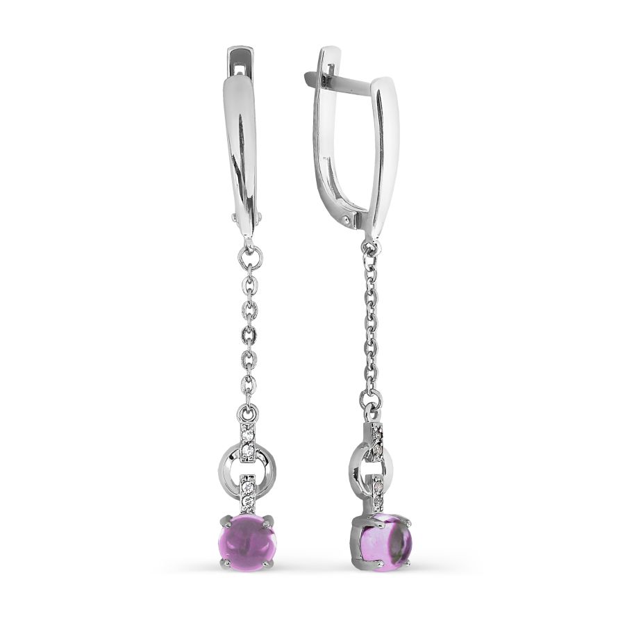 

Серьги с аметистами и фианитами Линии Любви, Серьги Т303026694-01