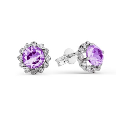 

Серьги с аметистами и фианитами Линии Любви, Серьги Т303026720-01